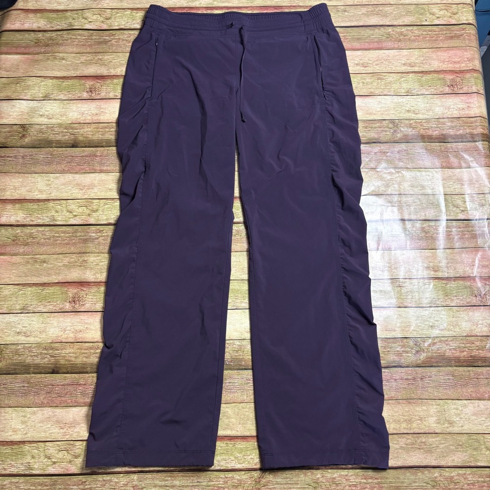 Athleta Trekkie North Ruched Jogger Pants Purple Size 14 Hiking Travel Wide Leg